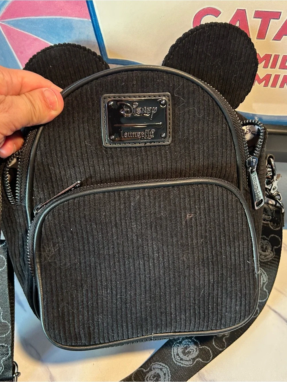 Disney 100 years corduroy mickey loungefly bag